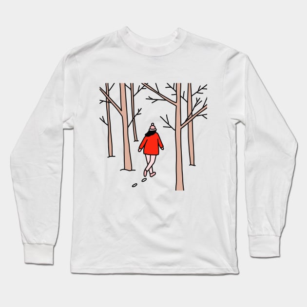 Walk Through the Snowy Woods Long Sleeve T-Shirt by Ashleigh Green Studios
